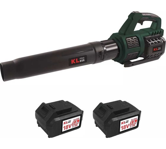 Профессиональная аккумуляторная воздуходувка KLPRO 18В, Li-ion-2шт 5,0Ач, ЗУ 4,5А возд поток 36-108 км/с Turbo: 151 км/с 20221 KLBUF18-50