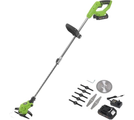 Триммер аккумуляторный Procraft 20В 150 мм 2 АКБ 1, 5 Ач+ЗУ+2х нож+5х нож+диск PTA24