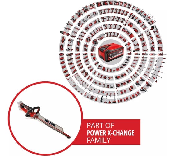 Кусторез аккумуляторный Einhell PXC GP-CH 18/61 Li BL, 18 В, 26 мм, 61 см, 2 скорости, поворотная рукоятка, без аккумулятора и ЗУ 3410935