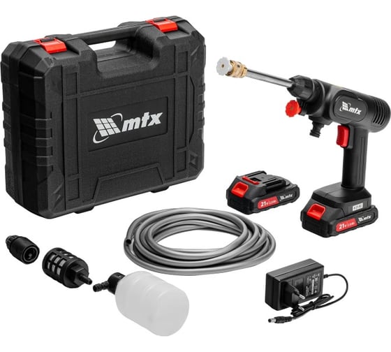 Моечная машина высокого давления аккумуляторная MTX А-21-02, 40 бар, 4 л/мин, Li-ion 21 В, 2 акк. 58211