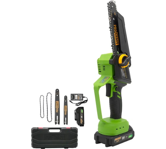 Пила цепная аккумуляторная PROCRAFT 20В, 6''+8'', 4600 об/мин, АКБ 2Ач+ЗУ+2, Шина+2 Цепи, Кейс, PKA46 2/2