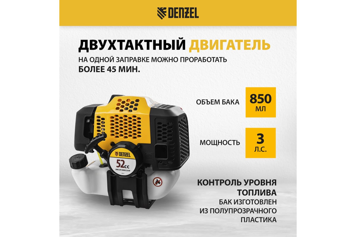Мультифункциональный бензиновый триммер Denzel DGT-52S-MAX 96279 ...