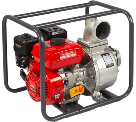 Мотопомпа бензиновая, поверхностный насос Powerac 100 мм, 7 л.с, 1350 л/мин, PRWP40B 1