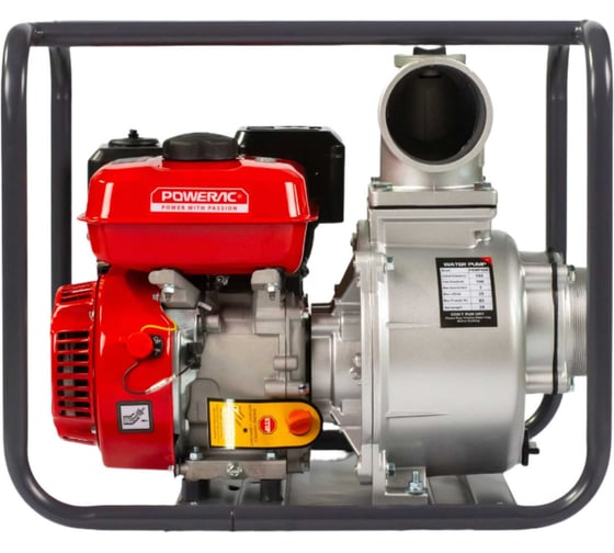 Мотопомпа бензиновая, поверхностный насос Powerac 100 мм, 7 л.с, 1350 л/мин, PRWP40B