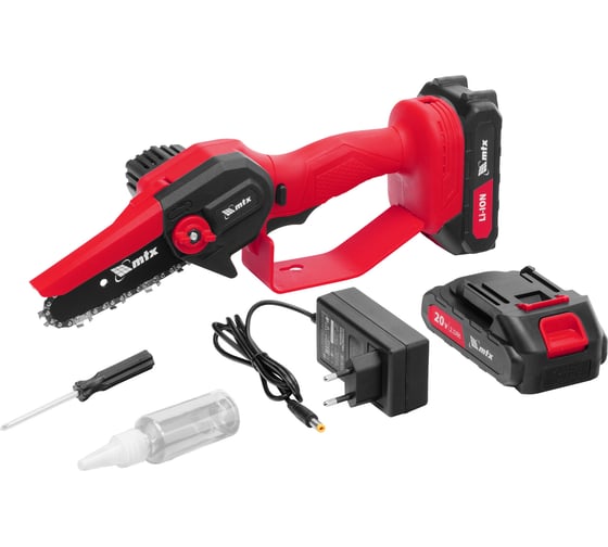 Цепная мини-пила аккумуляторная MTX MCS-100, шина 100 мм, Li-Ion, 20 В 58640