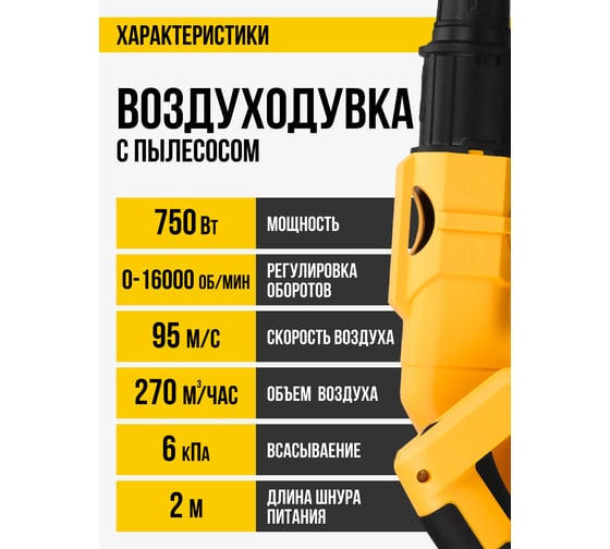 Воздуходувка Kolner KAB 750, всасывание/выдув, 750Вт 8051000016