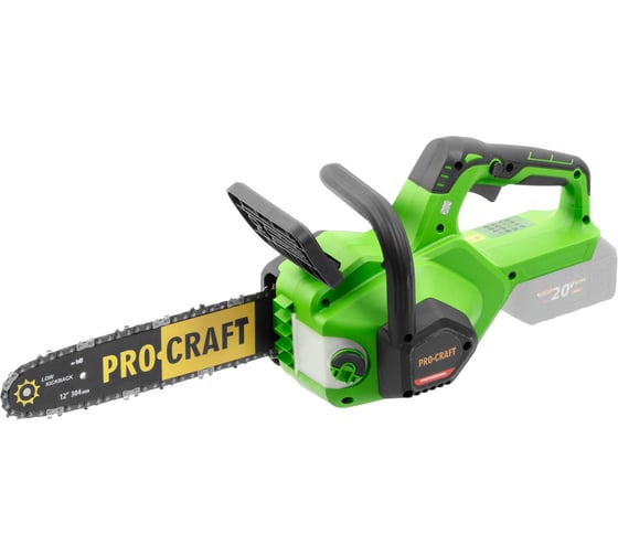 Пила цепная аккумуляторная PROCRAFT 20В 12', 4500 об/мин, шина + цепь, без АКБ и ЗУ PKA38