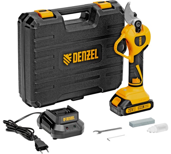 Секатор аккумуляторный бесщеточный DENZEL CP-30BL, Li-Ion, 20 В, лезвия SK5 // 59434