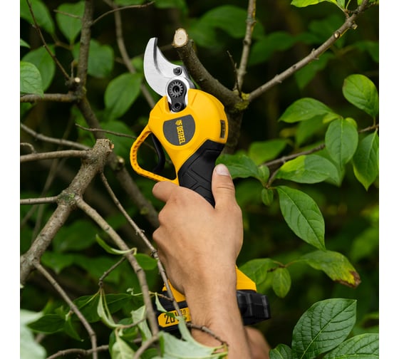 Секатор аккумуляторный бесщеточный DENZEL CP-30BL, Li-Ion, 20 В, лезвия SK5 // 59434