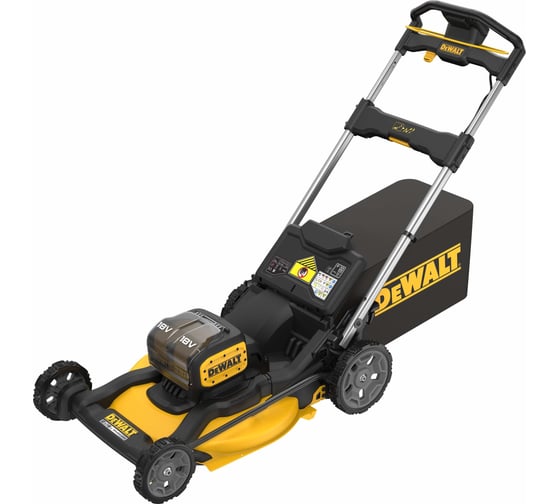 Аккумуляторная газонокосилка DEWALT DCMWP134W2, 2x18 В, 2800 об/мин, 67 л, с 2 АКБ 8 Ач и ЗУ () DCMWP134W2-QW
