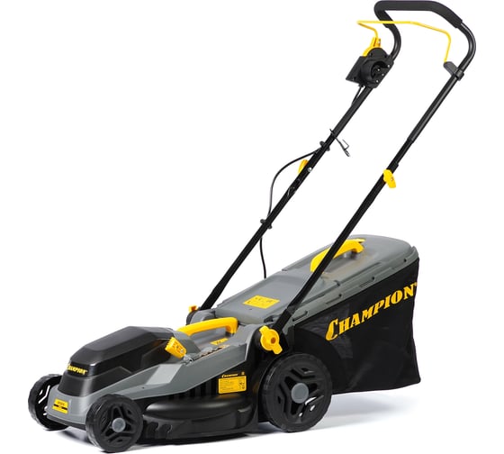 Электрическая газонокосилка CHAMPION (1,6 кВт пласт.+ткань травосб. 42л ширина 380мм 30-75мм, 11,3кг) EM3816 1