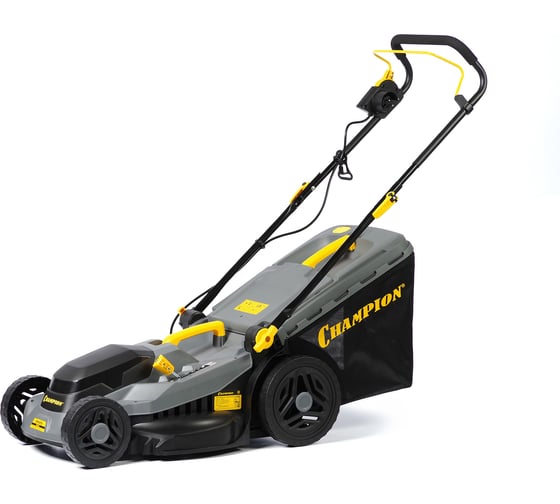 Электрическая газонокосилка CHAMPION (1,8 кВт пласт.+ткань травосб. 52л ширина 430мм 30-75мм, 12,9кг) EM4318 1