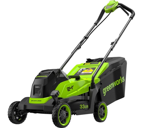 Газонокосилка аккумуляторная Greenworks 24V, 33 см, бесщеточная, c 1хАКБ 2 Ач и ЗУ 2520607USB2 1