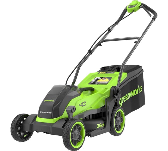 Газонокосилка аккумуляторная Greenworks 40V, 36 см, бесщеточная, c 1хАКБ 4 Ач и ЗУ 2520807USB4 1