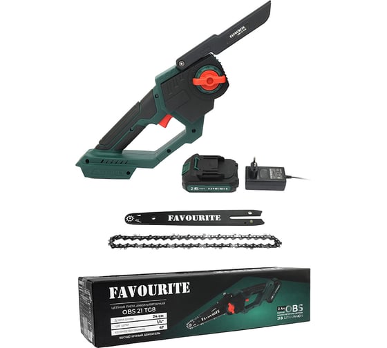 Цепная пила аккумуляторная FAVOURITE OBS 21 TG8 21В, 2Ач, ЗУ 150812216 1