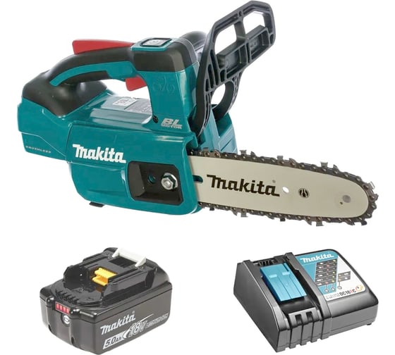 Аккумуляторная цепная пила Makita 18 В, 20 см, с АКБ 5 Ач и ЗУ DUC204RT 1