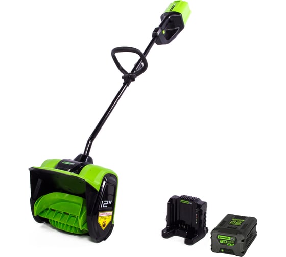 Бесщеточный аккумуляторный снегоуборщик GreenWorks 60V, 30 см, с АКБ 4 А*ч и ЗУ 2602607UB