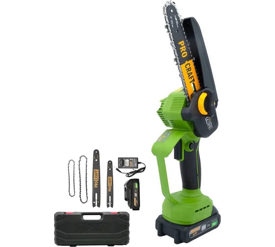 Пила цепная аккумуляторная PROCRAFT PKA45 20В 6 8'' (2 АКБ 1,5 Ач+ЗУ +2 Шина+2 Цепи) Кейс PKA45-2b-c