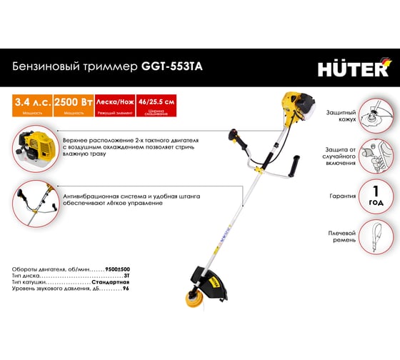 Бензиновый триммер Huter GGT-553TA 70/2/56