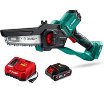 Мини-пила цепная аккумуляторная ЗУБР 20 В, 150 мм шина, 1 АКБ LMS (2 Ач), ПЦБ-2015-21