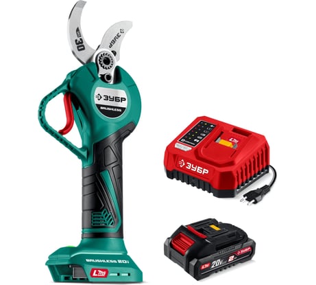 Секатор аккумуляторный ЗУБР  20 В, 30 мм макс. рез, 1 АКБ LMS (2 Ач) СКБ-2030-21