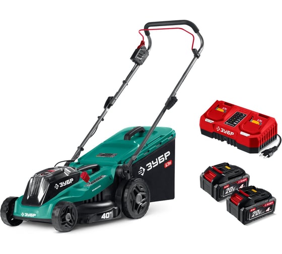 Газонокосилка аккумуляторная бесщеточная ЗУБР 40 В (2×20 В), 400 мм, 2 АКБ LMS 4 А·ч ГКЛ-4040-42