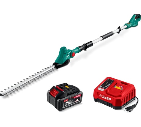 Кусторез аккумуляторный ЗУБР со штангой 20 В, 460 мм, 1 АКБ LMS (4 Ач), КРАШ-2046-41