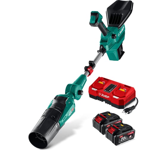 Воздуходувка аккумуляторная 40 В (2x20В), 1400 м3/ч, 2 АКБ LMS (4 Ач) ЗУБР ВА-1400-42