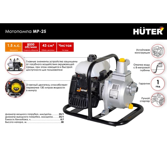 Мотопомпа Huter MP 25 70/11/1
