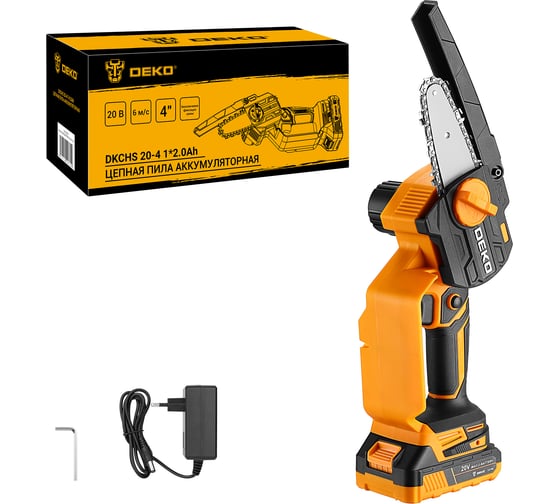 Пила цепная аккумуляторная DEKO DKCHS 20-4, 20В, 1x2.0Ач 063-4480