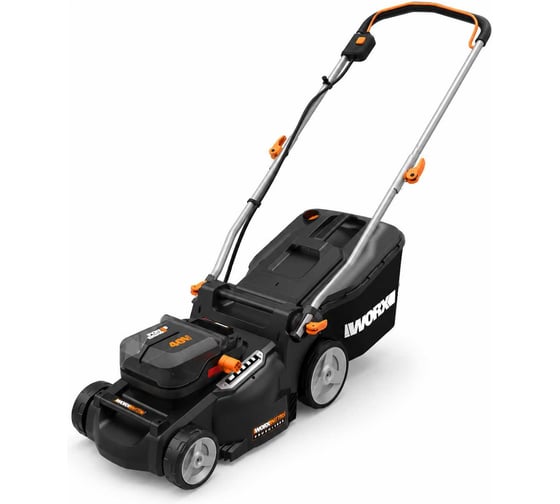 Газонокосилка аккумуляторная бесщеточная WORX 37 см, 40В, 4Ач х2, ЗУ 2А х2, коробка WG737E