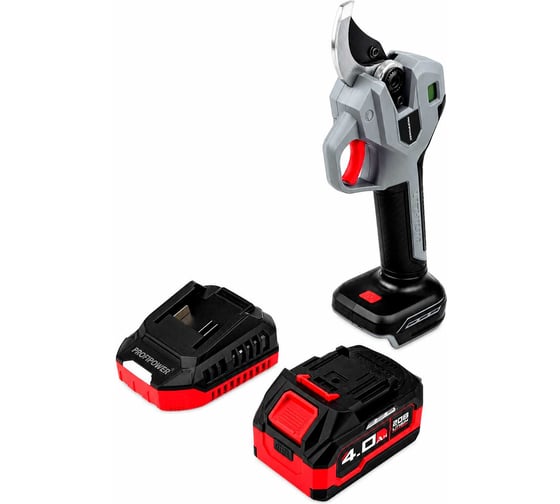 Аккумуляторный бесщеточный садовый секатор Profipower PROFIPOWER PP958 (20В, Li-ion-1шт, 4.0Ач, Мак.толщина реза / 50мм, З/У, в кейсе) E0366