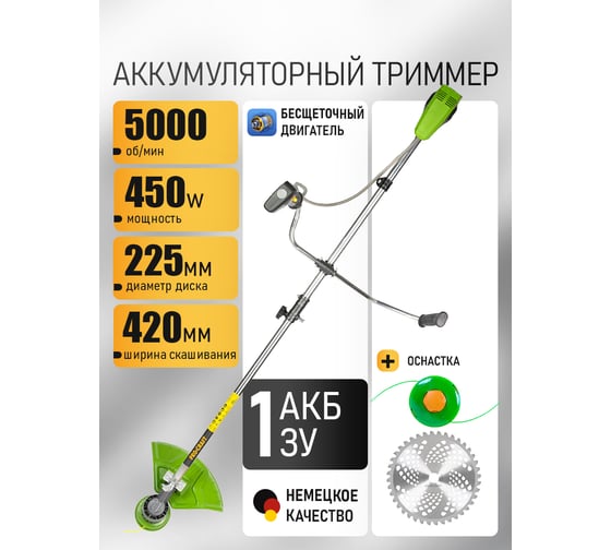 Триммер аккумуляторный Procraft PTA31 420мм (АКБ 4Ач+ЗУ+диск+катушка) PTA31-bb_set