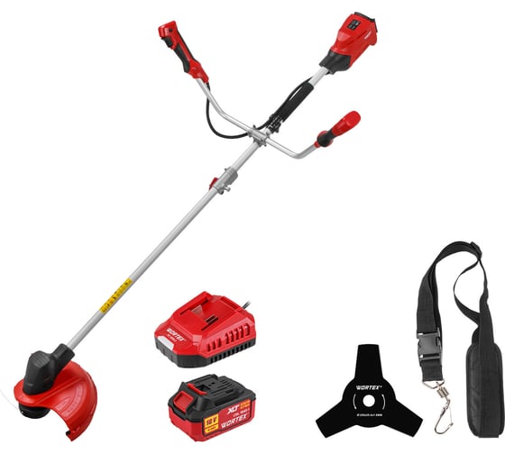 Триммер аккумуляторный WORTEX TB 2418 AT, XLT SET, бесщеточный, 18 В, ширина скашивания 340/255 мм, леска/нож 2333191 ЦИ-6822922872