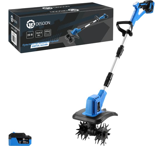 Культиватор аккумуляторный DESOON DSBT20, 20В, 2x4.0Ач 081-2181