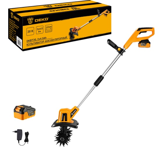 Культиватор аккумуляторный DEKO DKBT20, 20В, 2x4.0Ач 081-2182