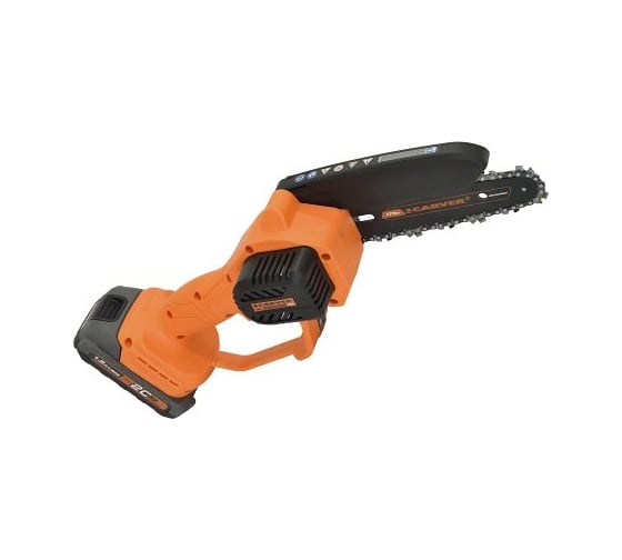 Пила цепная аккум. CARVER CHS 01B20A/1.5-2 (250Вт, 1/4-1,1-37зв, 6, 2АКБ 1,5Ач, в кейсе) 01.030.00019