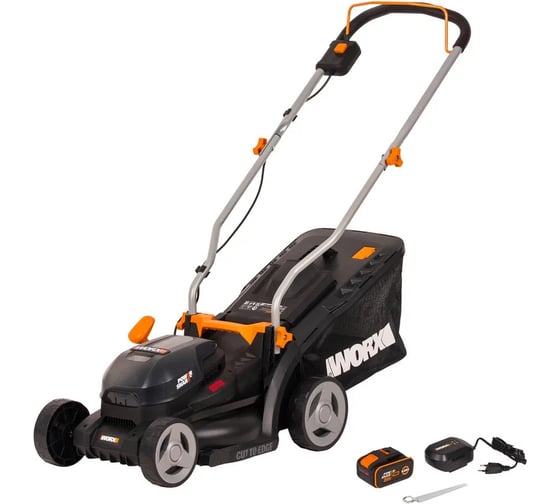 Газонокосилка аккумуляторная бесщеточная WORX 20В, 33 см, 4Ач х 1, ЗУ 2А, коробка WG733E