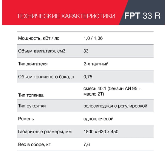Бензотриммер FUBAG FPT 33R 41045