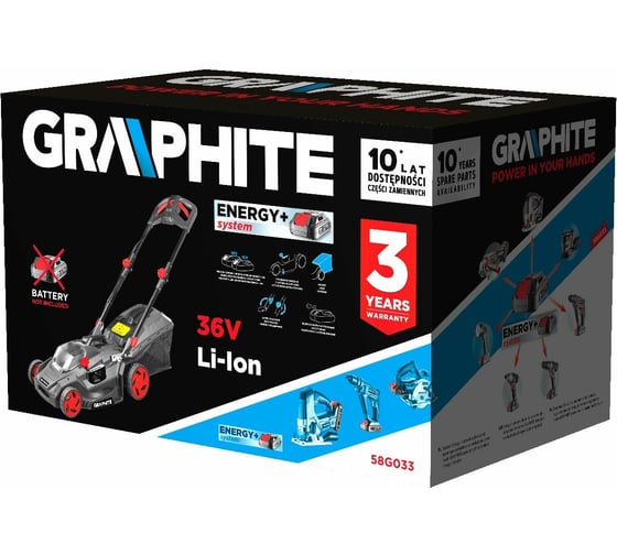 Аккумуляторная газонокосилка GRAPHITE Energy+ 36 В 58G033