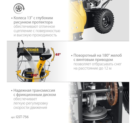 Бензиновый снегоуборщик STEHER Extrem 56 см GST-756