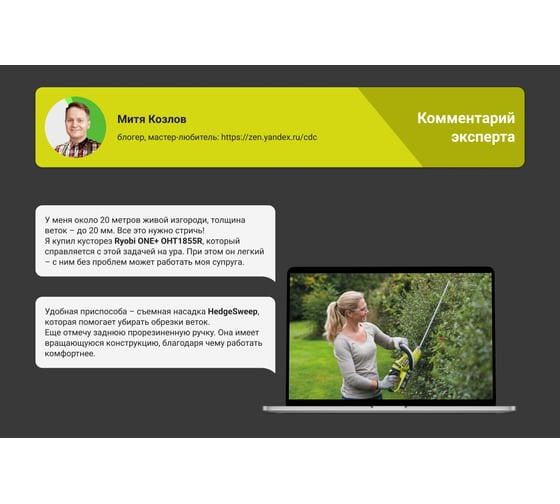 Аккумуляторный кусторез Ryobi ONE+ OHT1855R 5133002161
