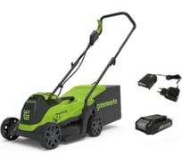 Аккумуляторная газонокосилка GreenWorks 24V, 33 см, бесщеточная, с 1хАКБ 4Ач и ЗУ 2516107UB