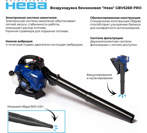 Бензиновая воздуходувка НЕВА Мототехника GBV526R PRO 4650002230774