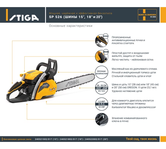 Бензопила Stiga SP 526 18" 240521802/S17