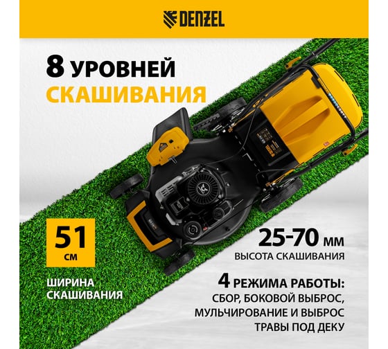 Бензиновая газонокосилка Denzel glr-510sp-zs 58825
