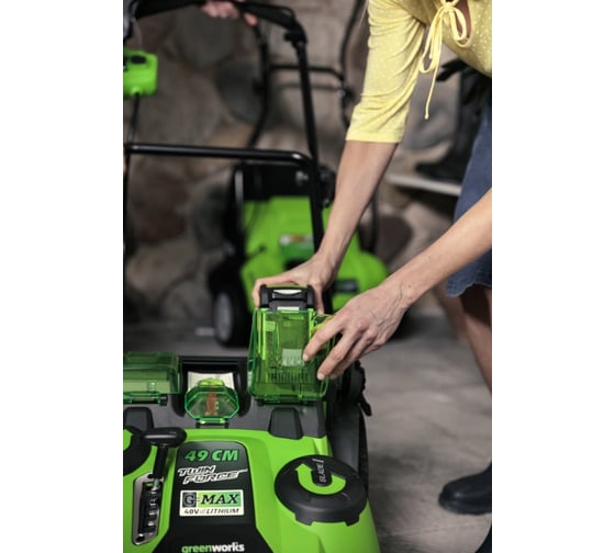 Аккумуляторная газонокосилка GreenWorks TwinForce G40LM49DBK3 40V 2500207UE