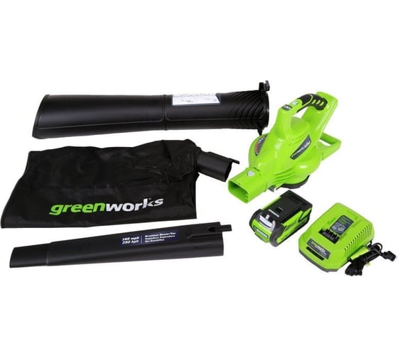 Аккумуляторный воздуходув-пылесос GreenWorks GD40BVK3 40V 24227UE
