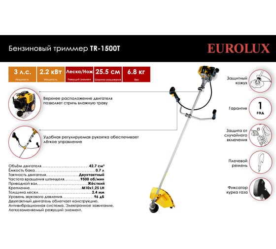 Бензиновый триммер Eurolux TR-1500T 70/2/17
