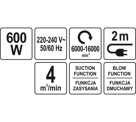 Сетевая воздуходувка YATO 600Вт YT-85170